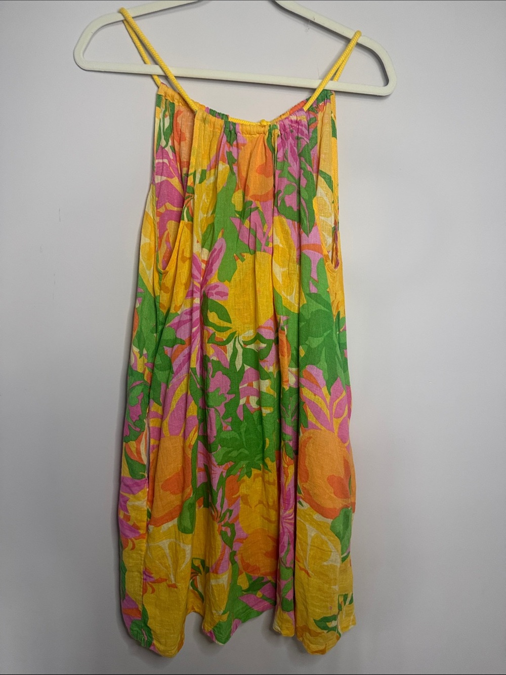 C&C California Yellow Floral Mini Skirt with Pink & Green Accents
